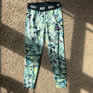 Nike Dri-Fit Printed Leggings | Girls Size 6X (6-7 Years) | Teal Abstract Print